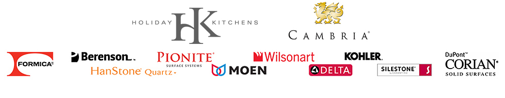 Erskine Interiors offers the following cabinetry brands: Holiday Kitchens, Cambria, Berenson, DuPont, Delta, Formica®,HanStone, Kohler, Moen, Pionite, Silestone and Wilsonart.