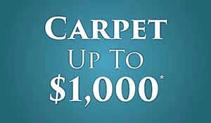 Carpet Up To $1000* carpet manufacturer rebate, FREE Furniture Moving • Take up of old carpet • Professional Installation • Interest Free Financing